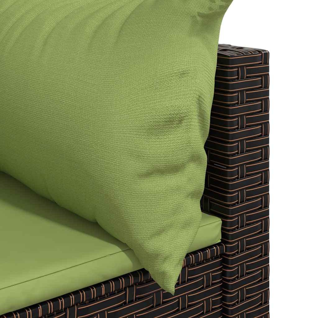 vidaXL Garten-Ecksofas mit Kissen 2 Stk. Braun Poly Rattan