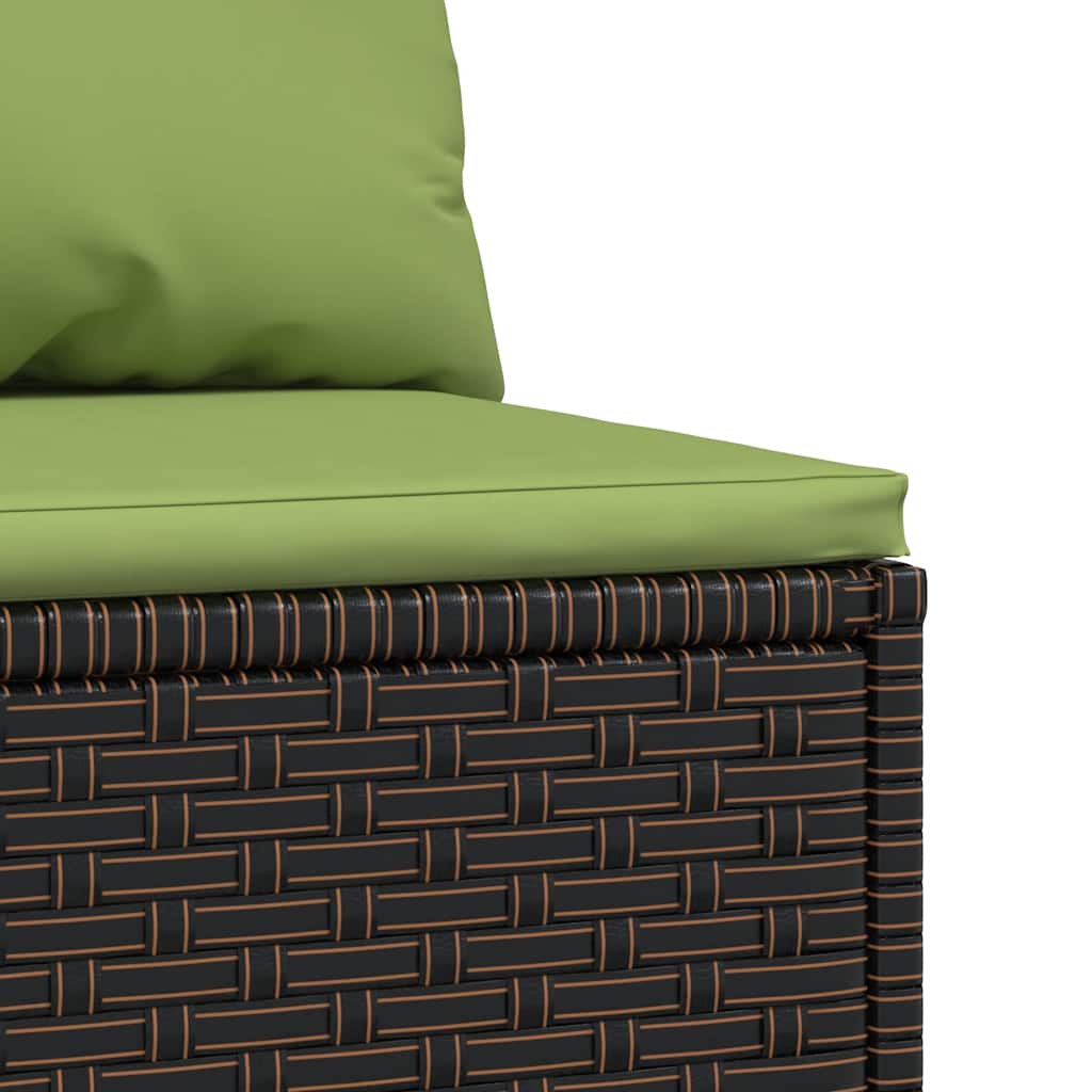 vidaXL Garten-Mittelsofa mit Kissen Braun Poly Rattan