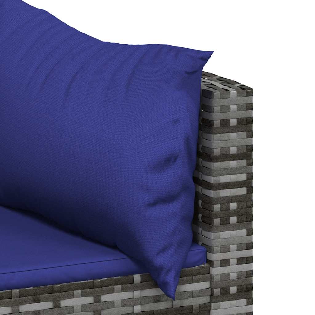 vidaXL 3-tlg. Garten-Lounge-Set mit Kissen Grau Poly Rattan