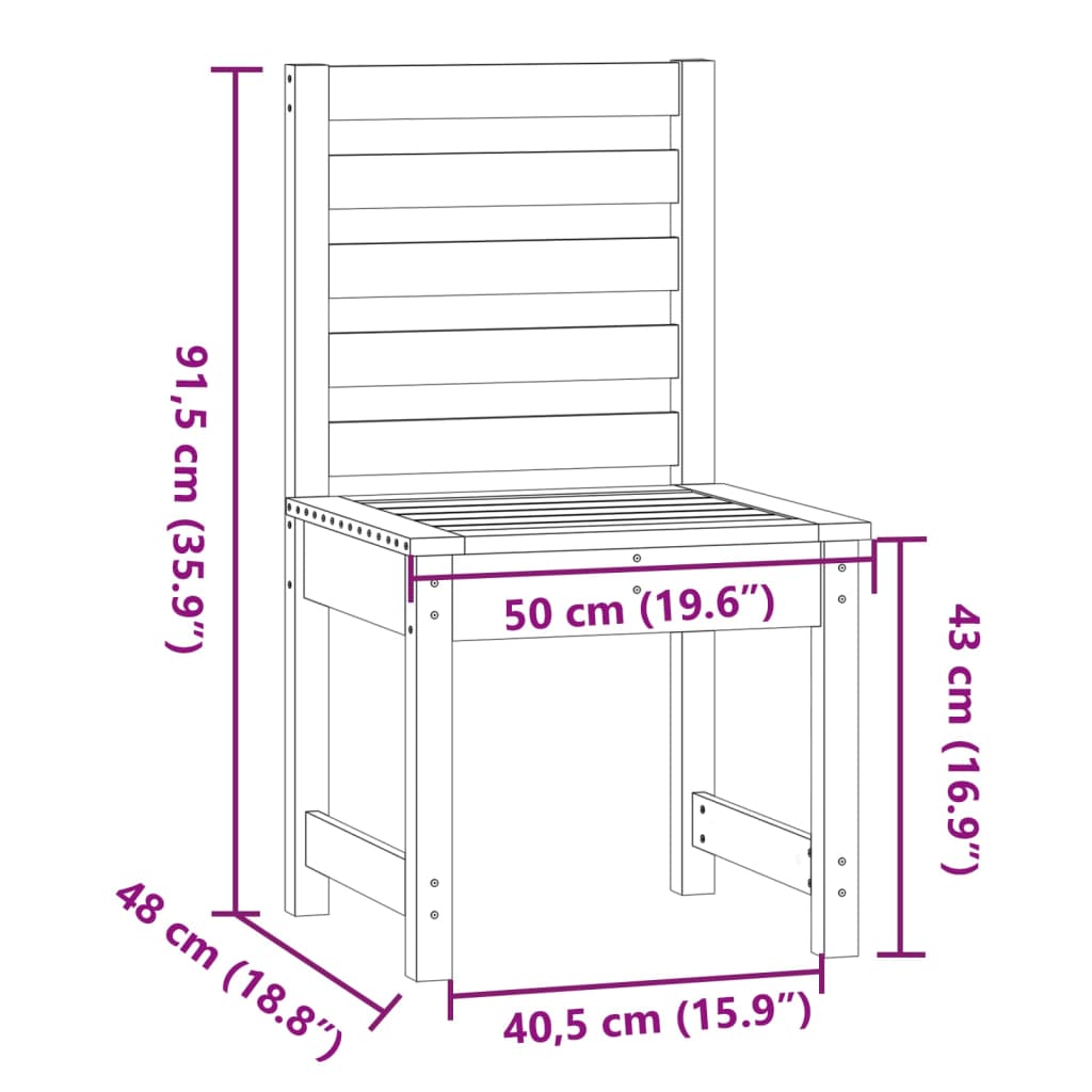 vidaXL Gartenstühle 2 Stk. Weiß 50x48x91,5 cm Massivholz Kiefer