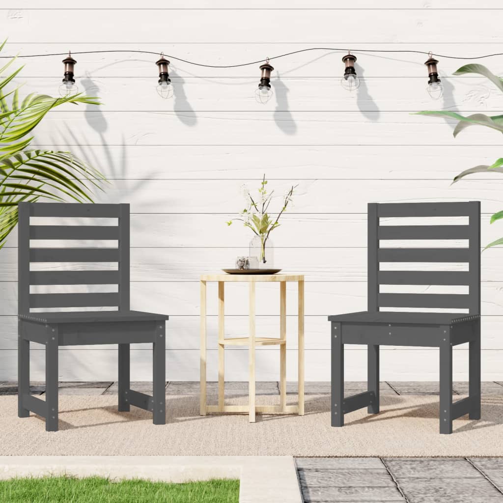 vidaXL Gartenstühle 2 Stk. Grau 50x48x91,5 cm Massivholz Kiefer