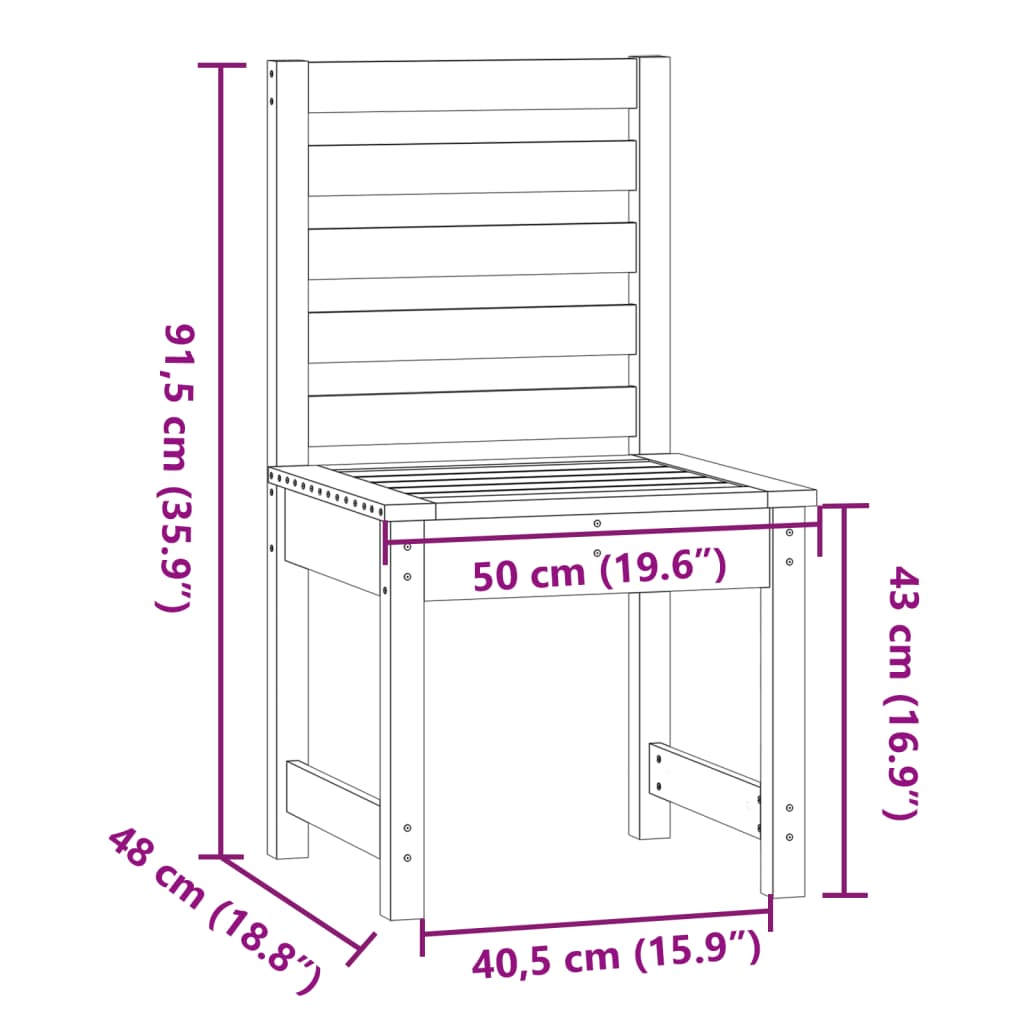 vidaXL Gartenstühle 2 Stk. Grau 50x48x91,5 cm Massivholz Kiefer