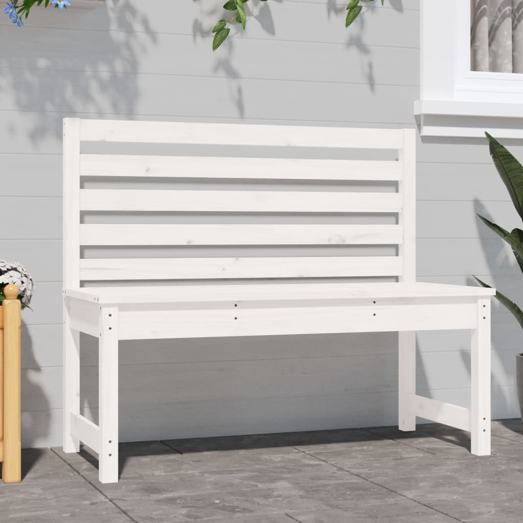 vidaXL Gartenbank Weiß 109 cm Massivholz Kiefer