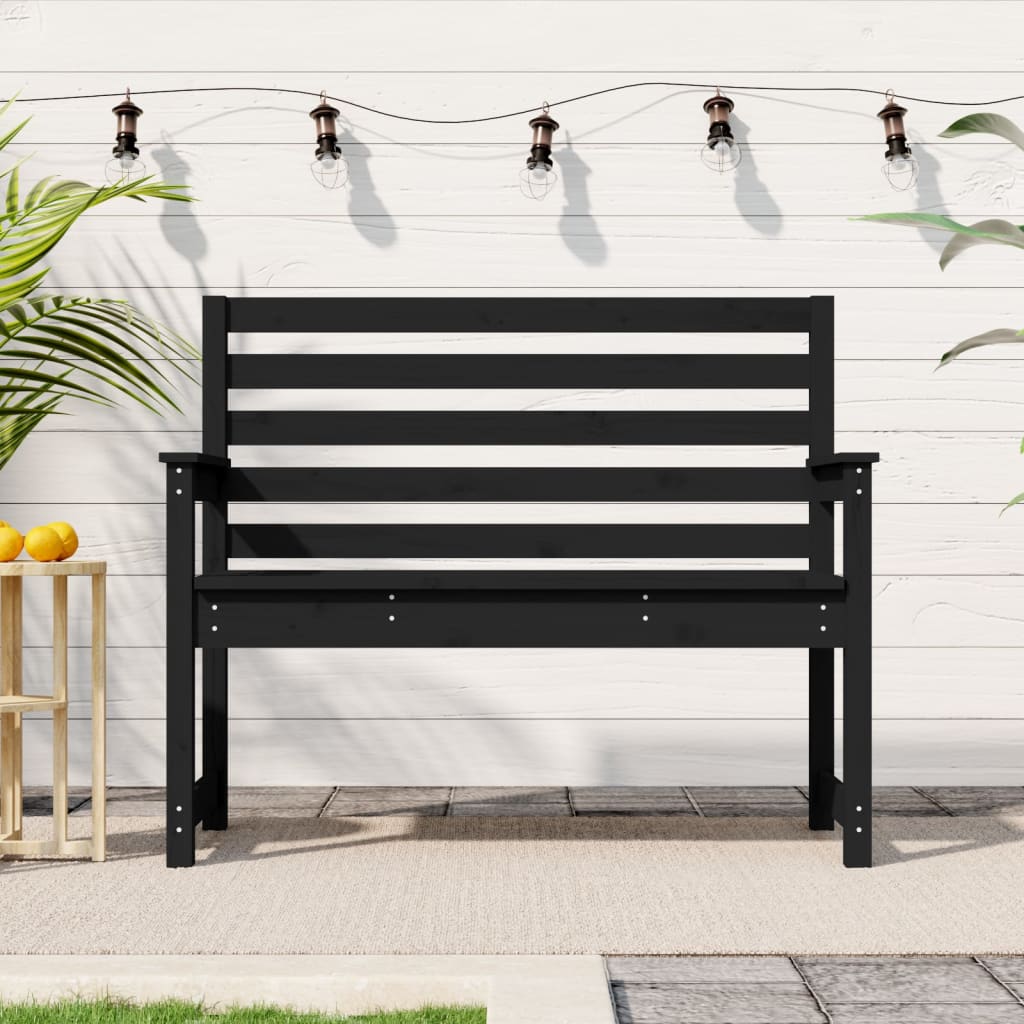 vidaXL Gartenbank Schwarz 109x48x91,5 cm Massivholz Kiefer