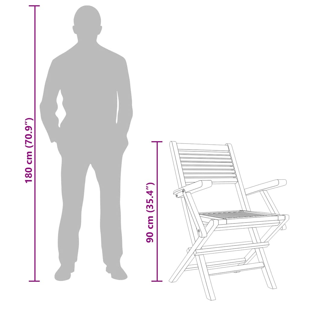vidaXL Gartenstühle 4 Stk. Klappbar 55x62x90 cm Massivholz Teak