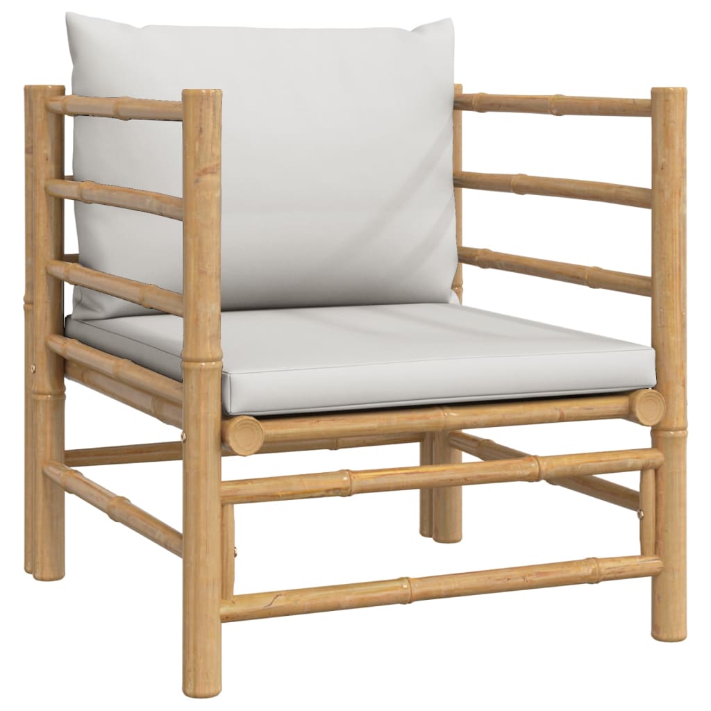 vidaXL 8-tlg. Garten-Lounge-Set mit Kissen Hellgrau Bambus