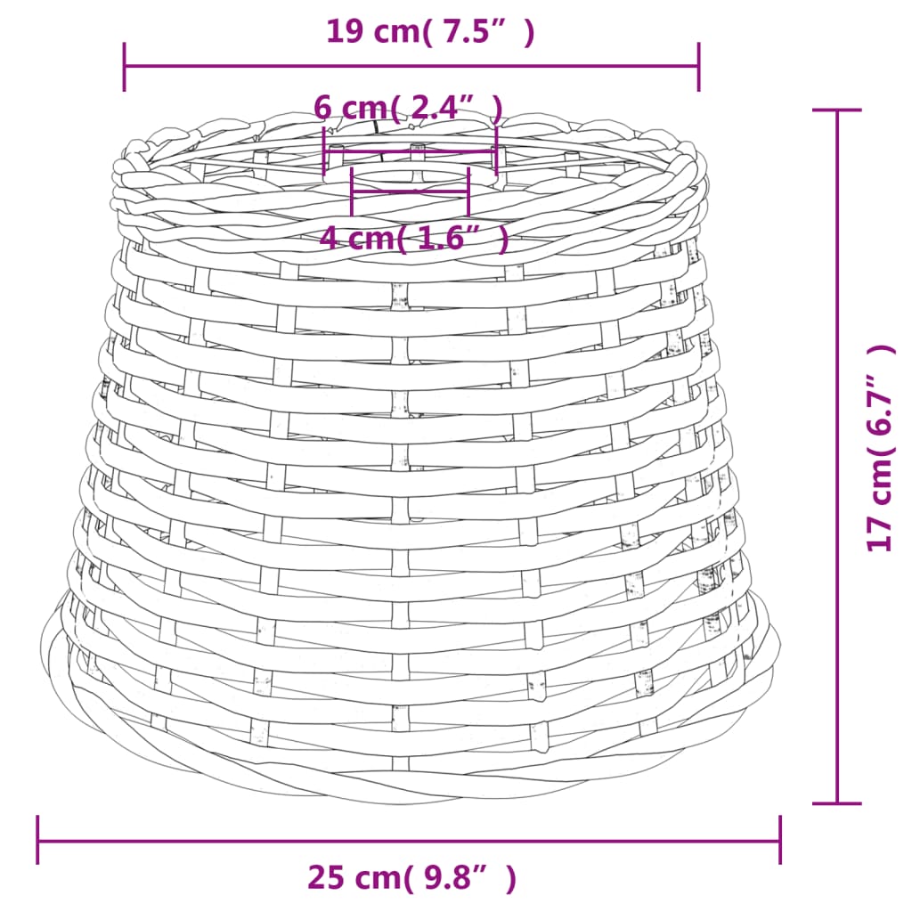 vidaXL Lampenschirm Weiß Ø25x17 cm Korbweide