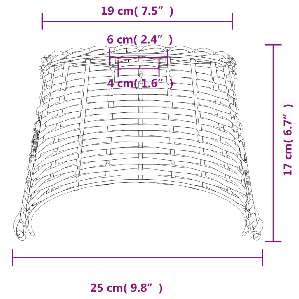 vidaXL Lampenschirm Weiß Ø25x17 cm Korbweide