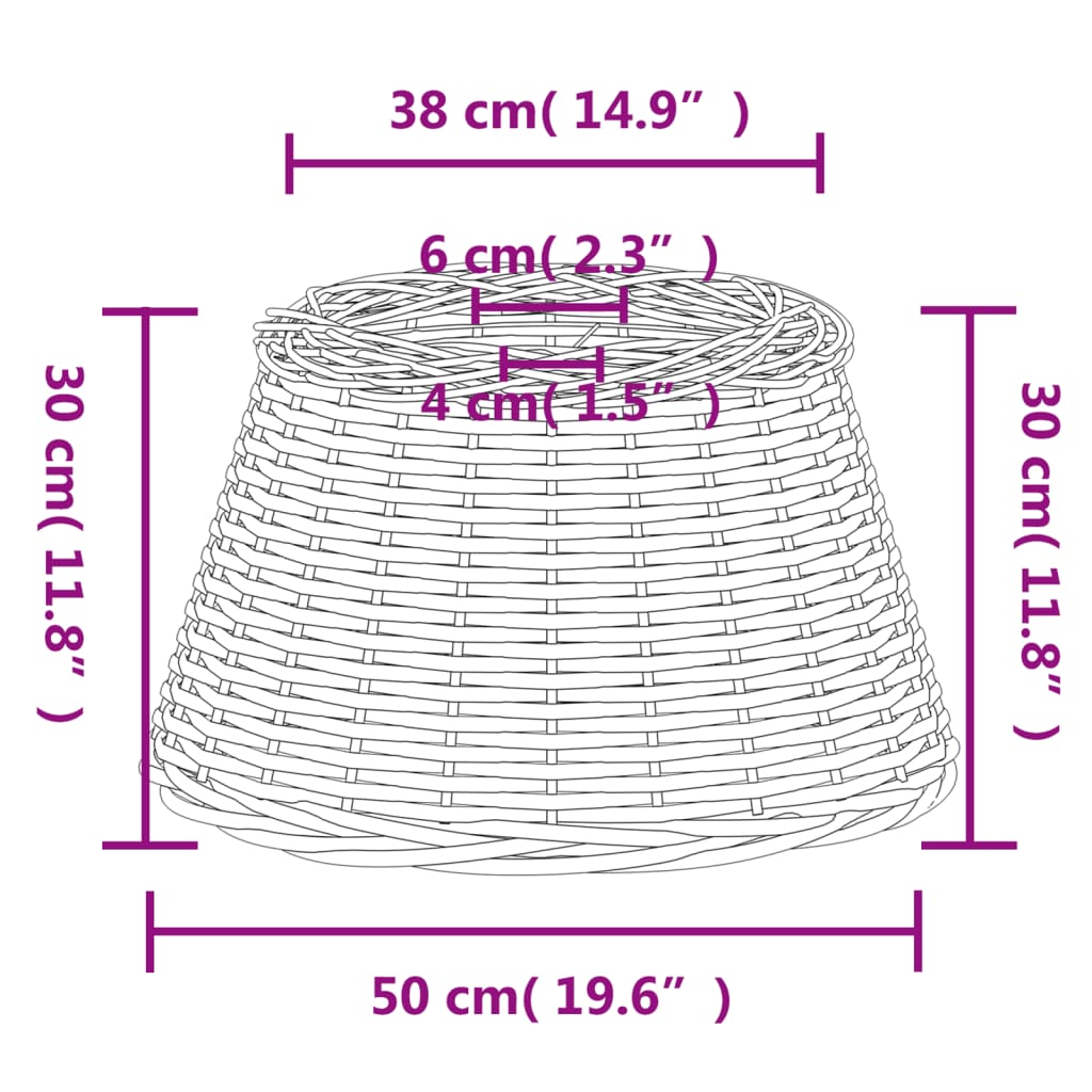 vidaXL Lampenschirm Weiß Ø50x30 cm Korbweide