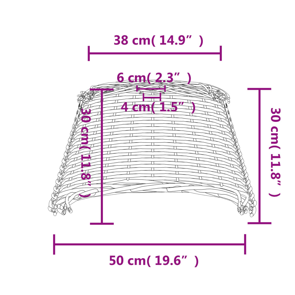 vidaXL Lampenschirm Weiß Ø50x30 cm Korbweide