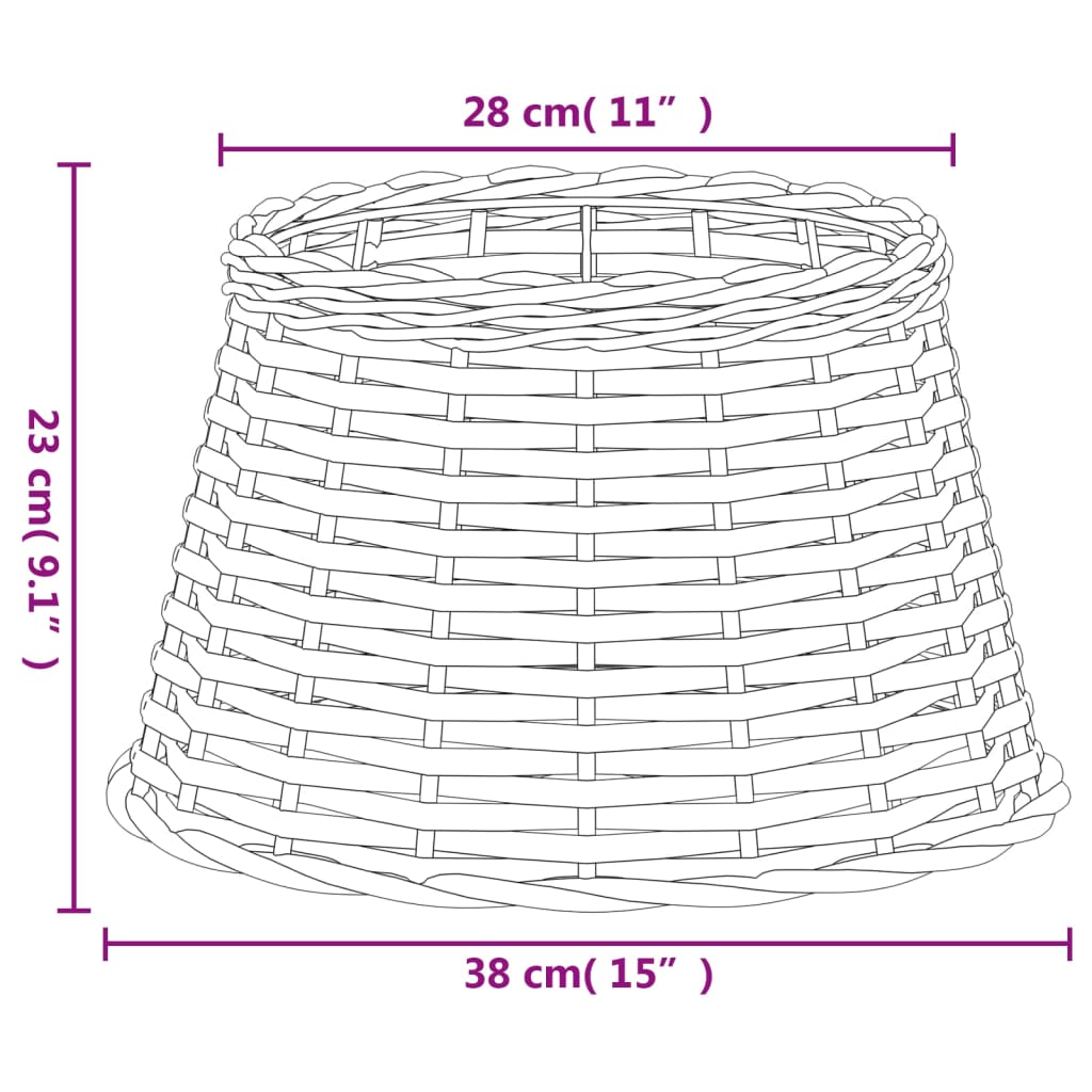 vidaXL Lampenschirm Weiß Ø38x23 cm Korbweide