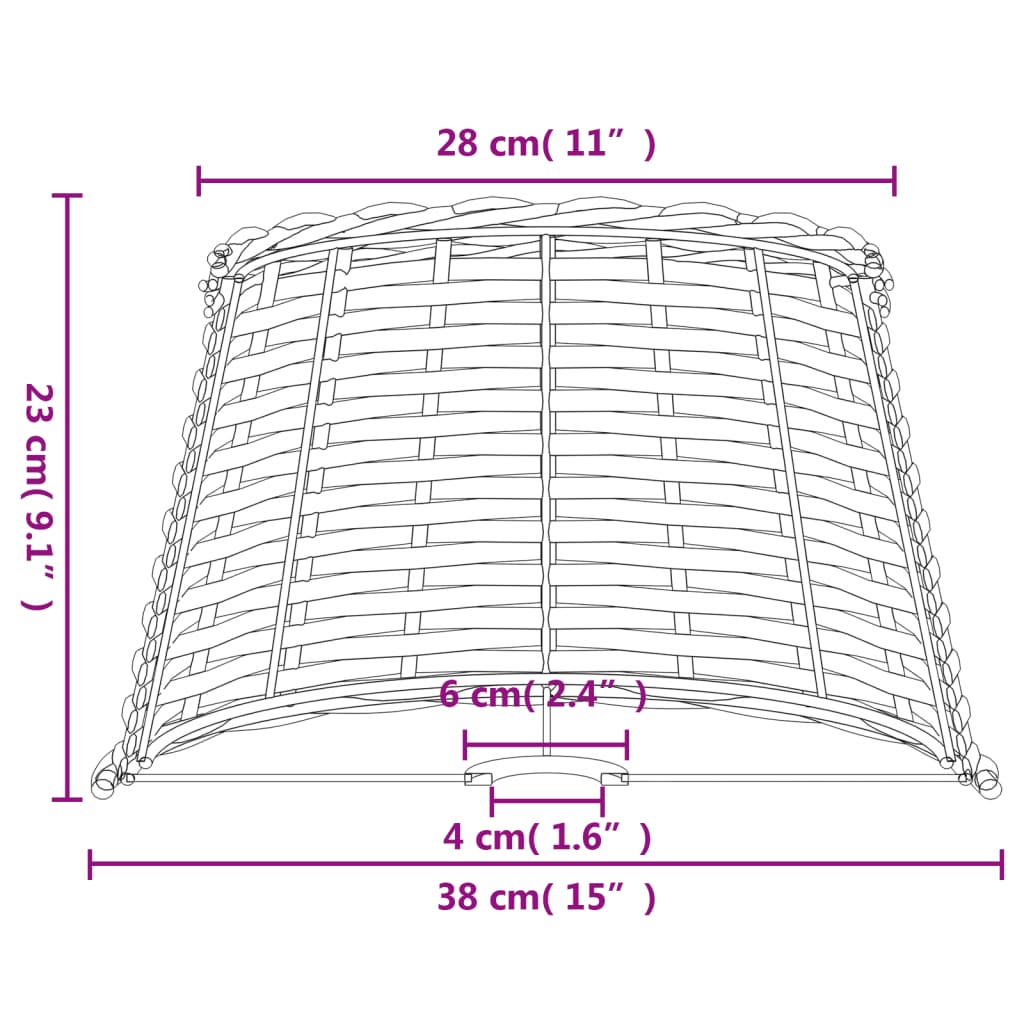 vidaXL Lampenschirm Weiß Ø38x23 cm Korbweide