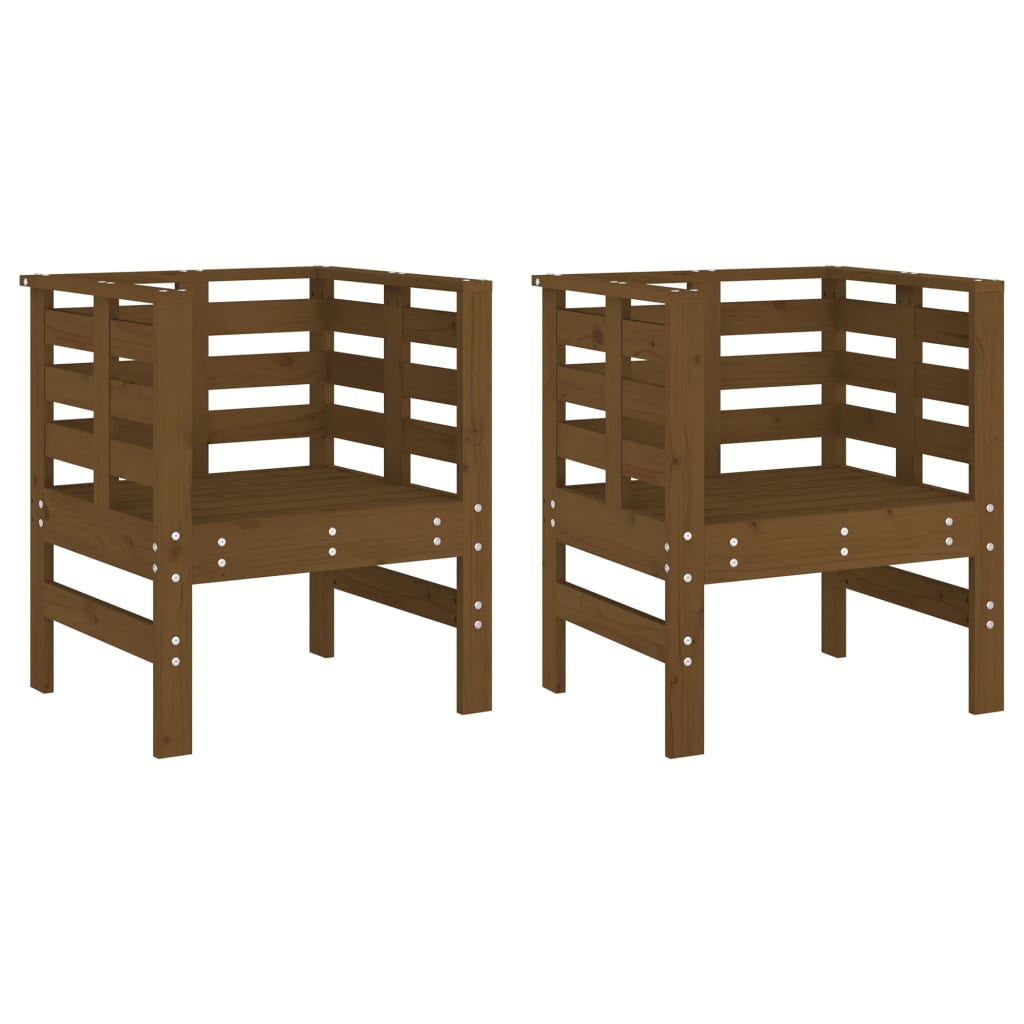 vidaXL Gartenstühle 2 Stk. Honigbraun 61,5x53x71 cm Massivholz Kiefer