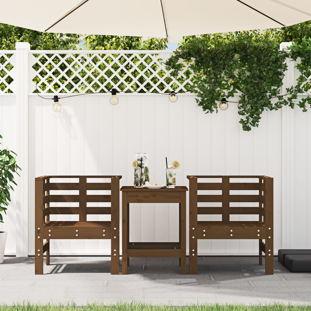 vidaXL Gartenstühle 2 Stk. Honigbraun 61,5x53x71 cm Massivholz Kiefer