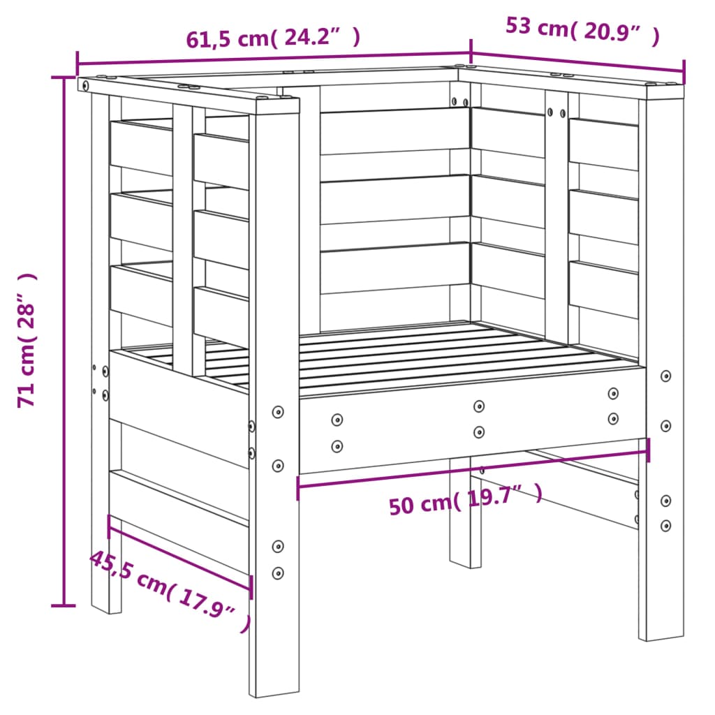 vidaXL Gartenstühle 2 Stk. 61,5x53x71 cm Massivholz Douglasie