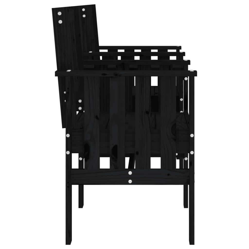 vidaXL Gartenbank mit Tisch 2-Sitzer Schwarz Massivholz Kiefer