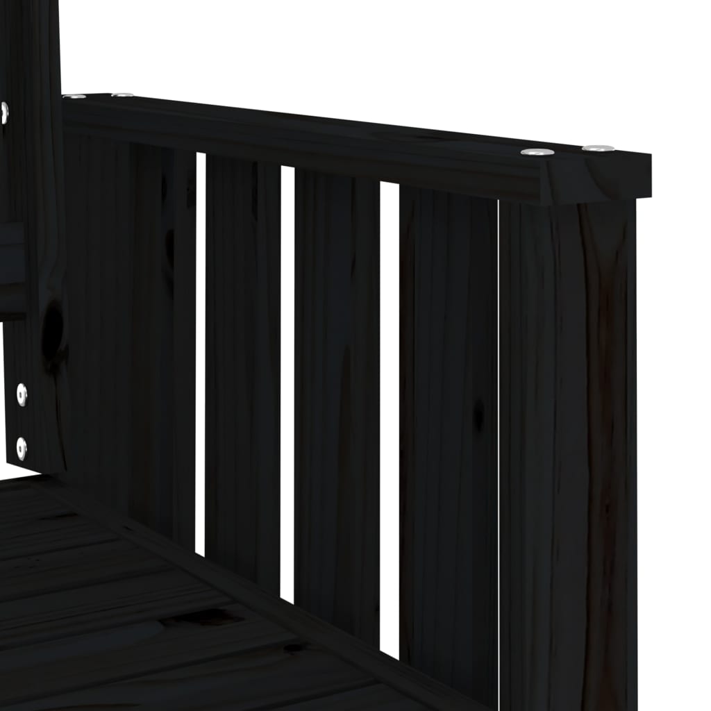 vidaXL Gartenbank mit Tisch 2-Sitzer Schwarz Massivholz Kiefer