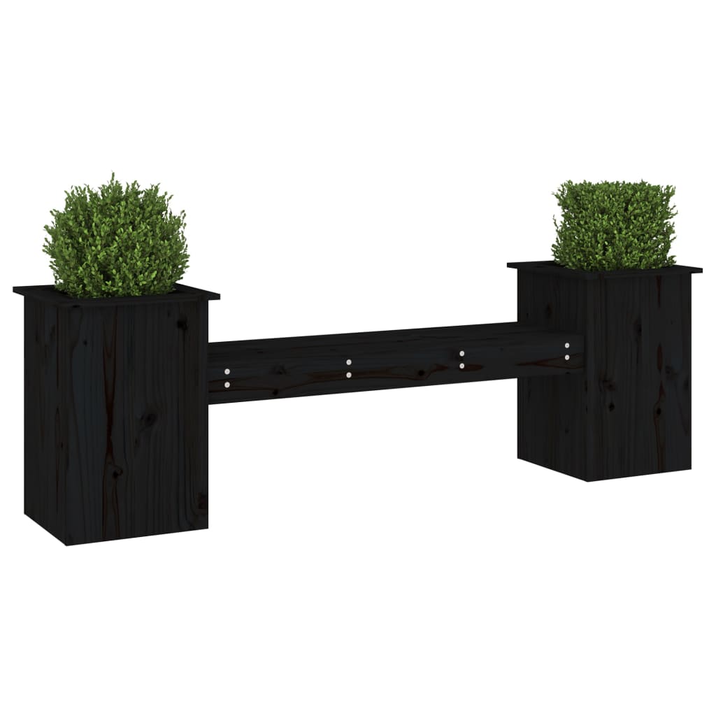 vidaXL Gartenbank mit Pflanzkübeln Schwarz Massivholz Kiefer