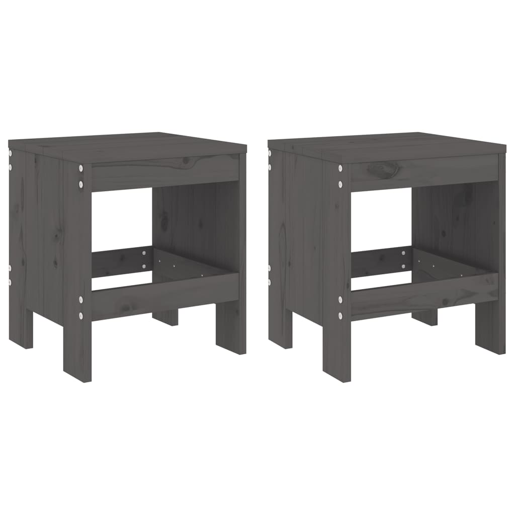 vidaXL Gartenhocker 2 Stk. Grau 40x36x45 cm Massivholz Kiefer