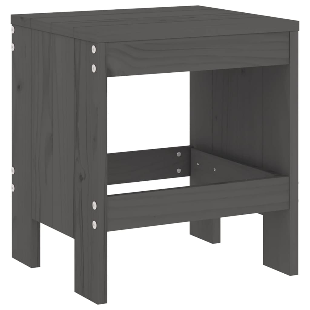 vidaXL Gartenhocker 2 Stk. Grau 40x36x45 cm Massivholz Kiefer