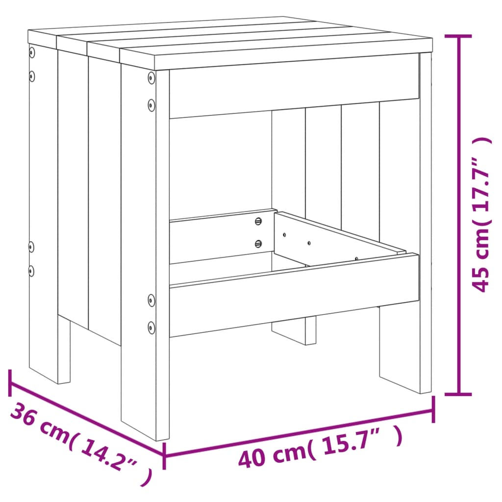 vidaXL Gartenhocker 2 Stk. Grau 40x36x45 cm Massivholz Kiefer