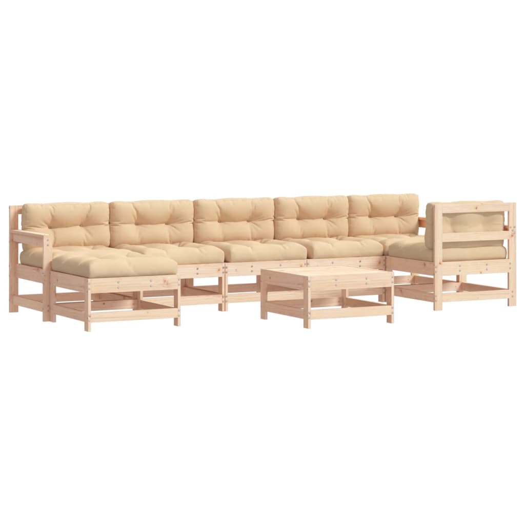 vidaXL 8-tlg. Garten-Lounge-Set mit Kissen Massivholz