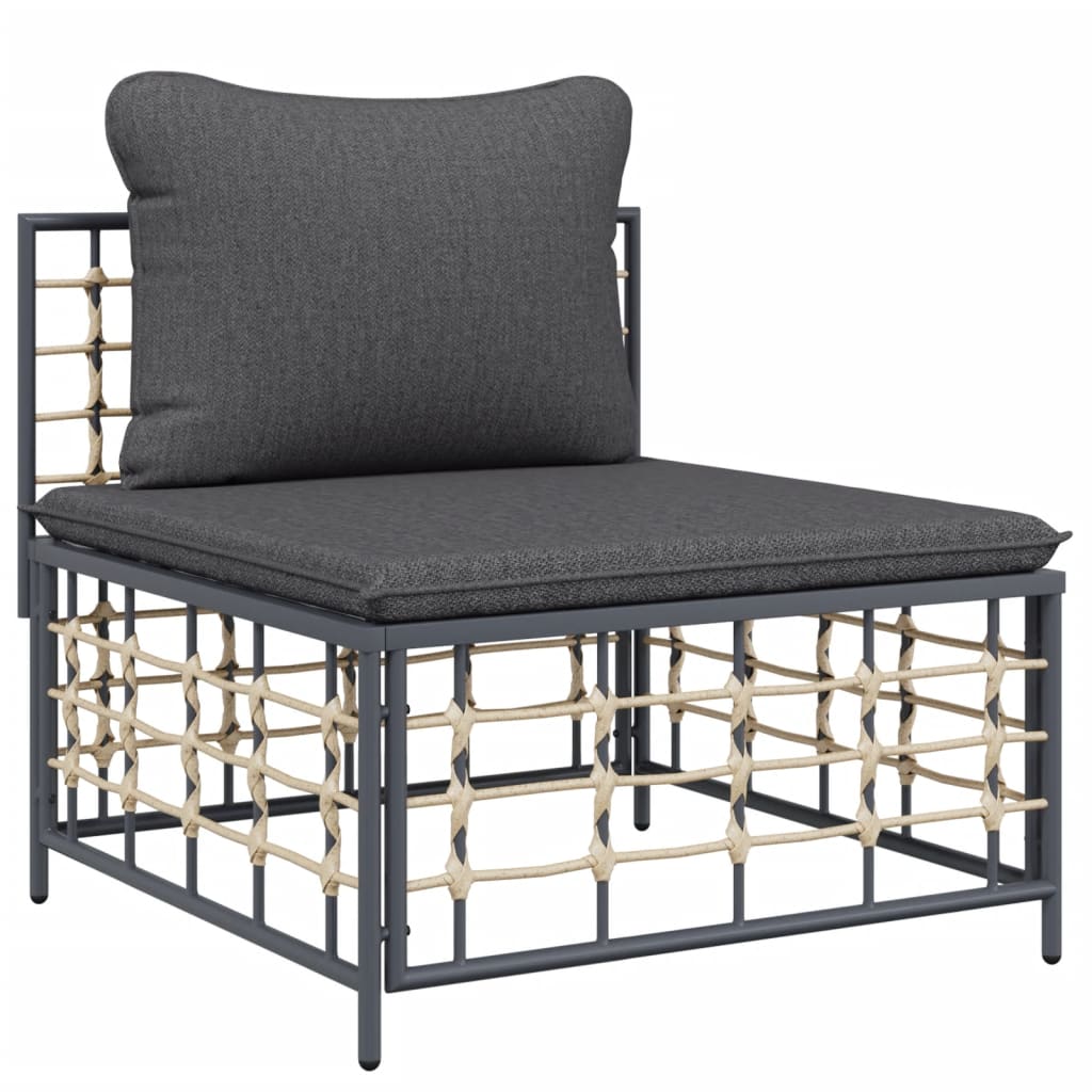 vidaXL 3-tlg. Garten-Lounge-Set mit Kissen Anthrazit Poly Rattan