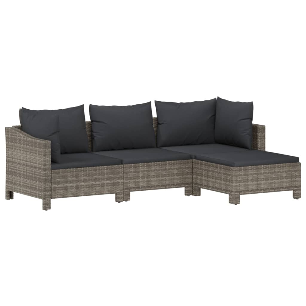 vidaXL 8-tlg. Garten-Lounge-Set mit Kissen Grau Poly Rattan