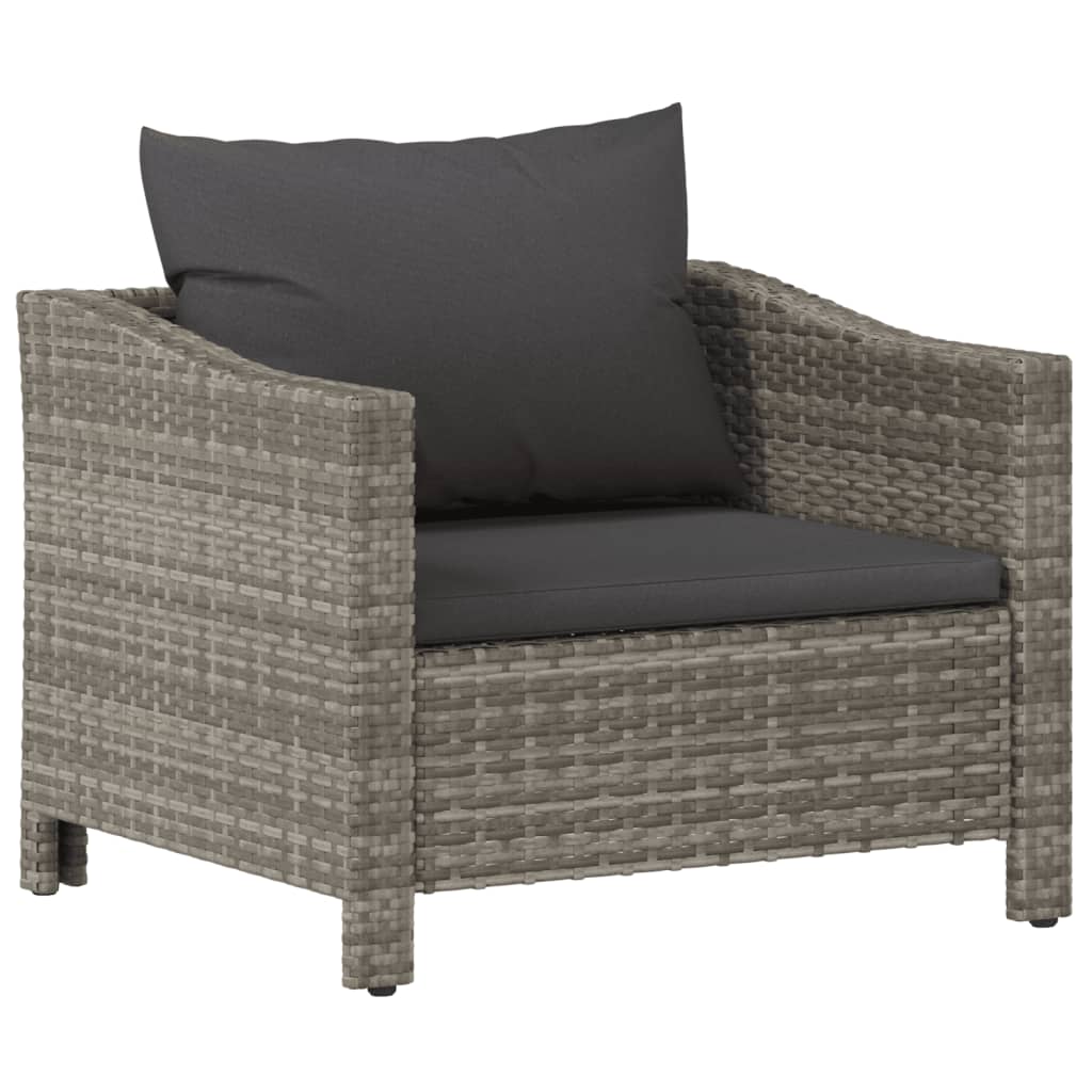 vidaXL 8-tlg. Garten-Lounge-Set mit Kissen Grau Poly Rattan