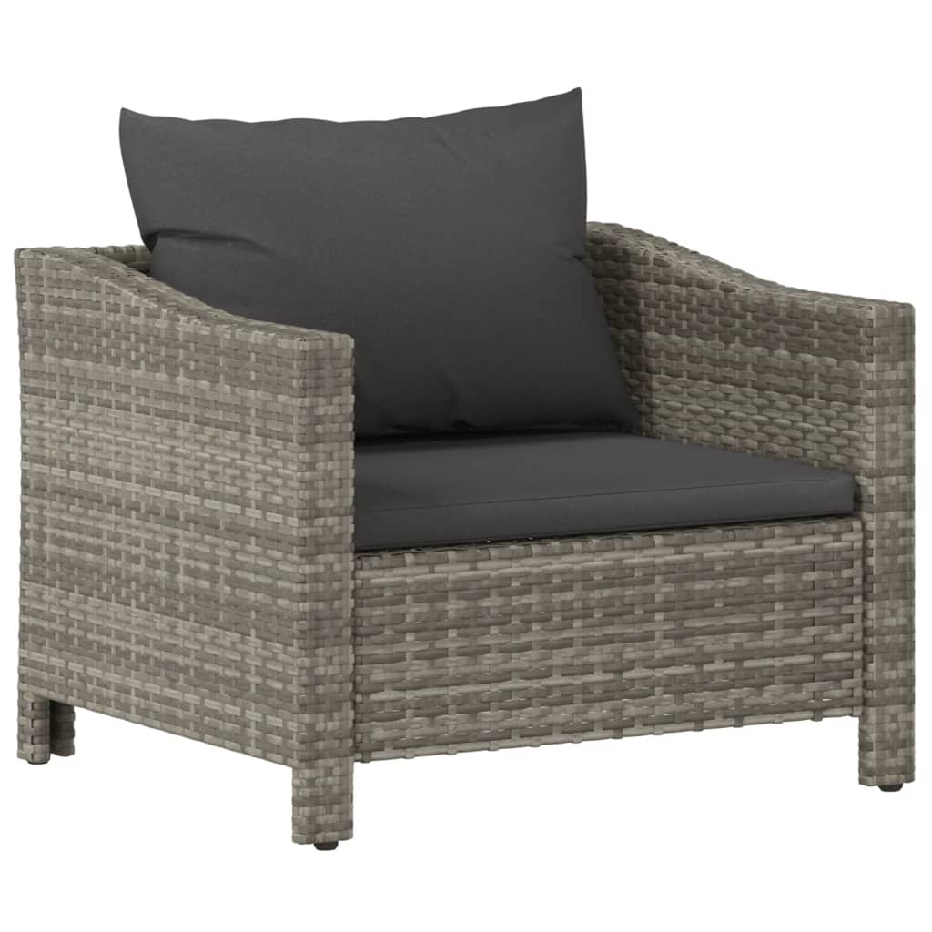 vidaXL 8-tlg. Garten-Lounge-Set mit Kissen Grau Poly Rattan