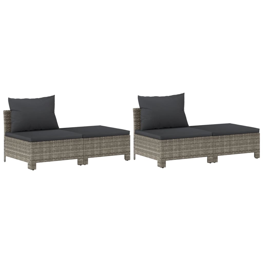 vidaXL 8-tlg. Garten-Lounge-Set mit Kissen Grau Poly Rattan