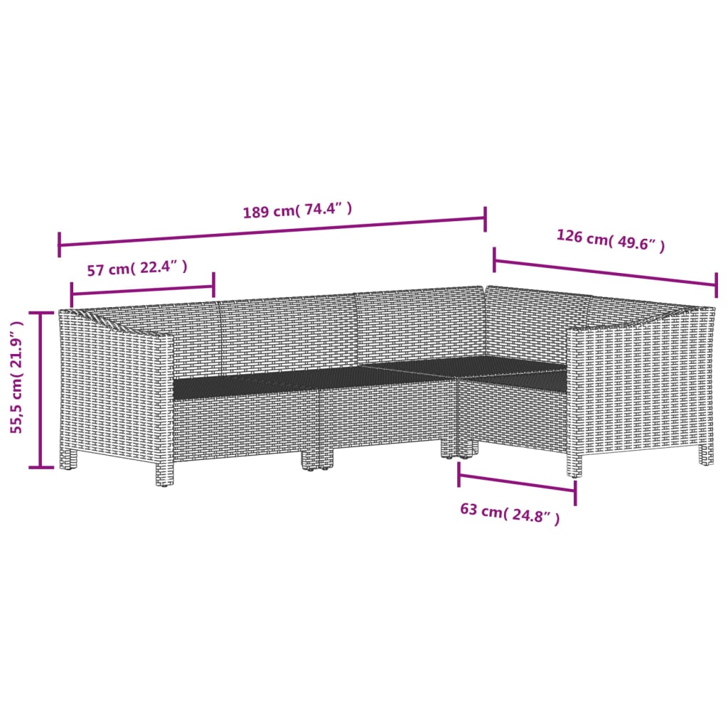 vidaXL 8-tlg. Garten-Lounge-Set mit Kissen Grau Poly Rattan