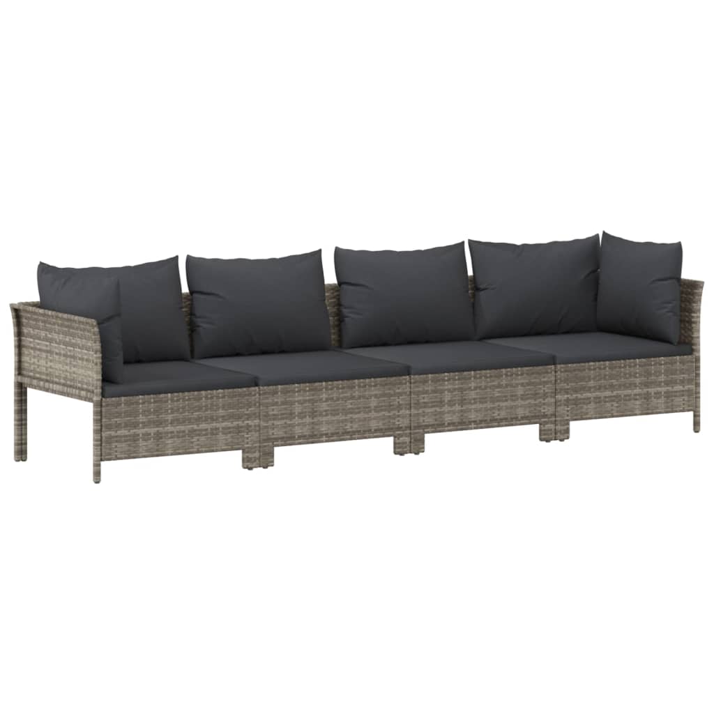 vidaXL 8-tlg. Garten-Lounge-Set mit Kissen Grau Poly Rattan