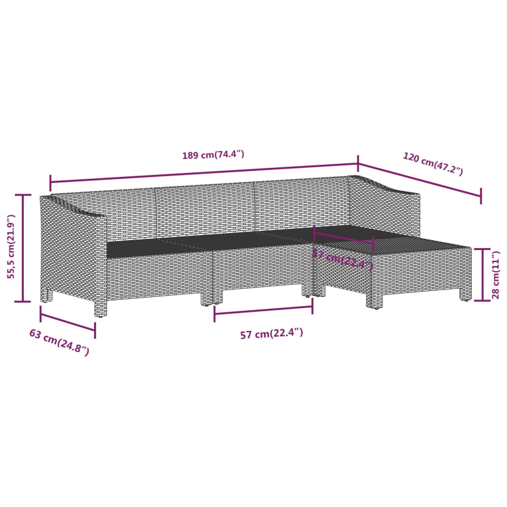 vidaXL 8-tlg. Garten-Lounge-Set mit Kissen Grau Poly Rattan