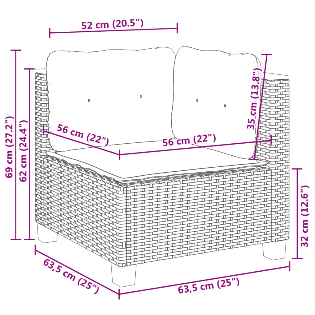 vidaXL Garten-Ecksofa mit Kissen Beige Poly Rattan