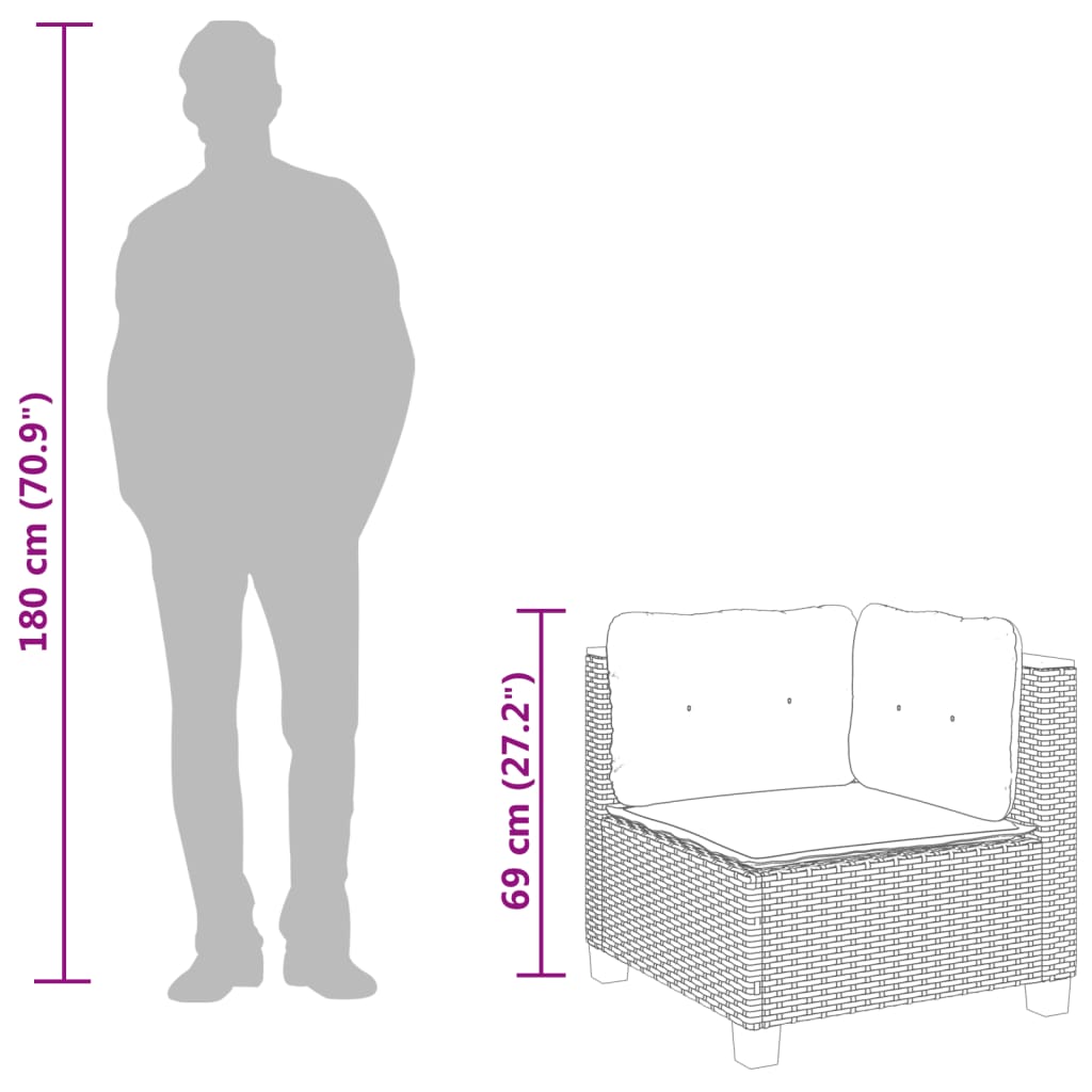 vidaXL Garten-Ecksofa mit Kissen Beige Poly Rattan