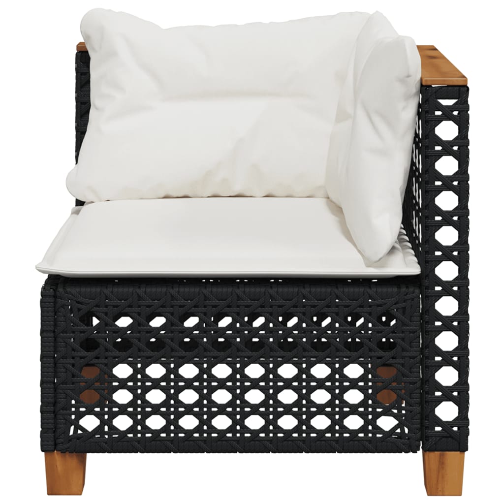 vidaXL Garten-Ecksofa mit Kissen Schwarz Poly Rattan