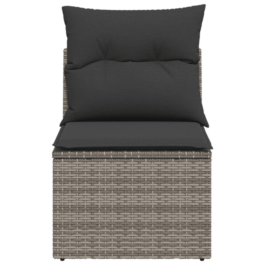 vidaXL Gartensessel ohne Armlehnen mit Kissen Grau Poly Rattan
