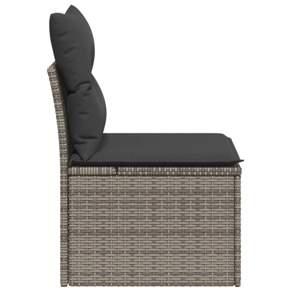 vidaXL Gartensessel ohne Armlehnen mit Kissen Grau Poly Rattan