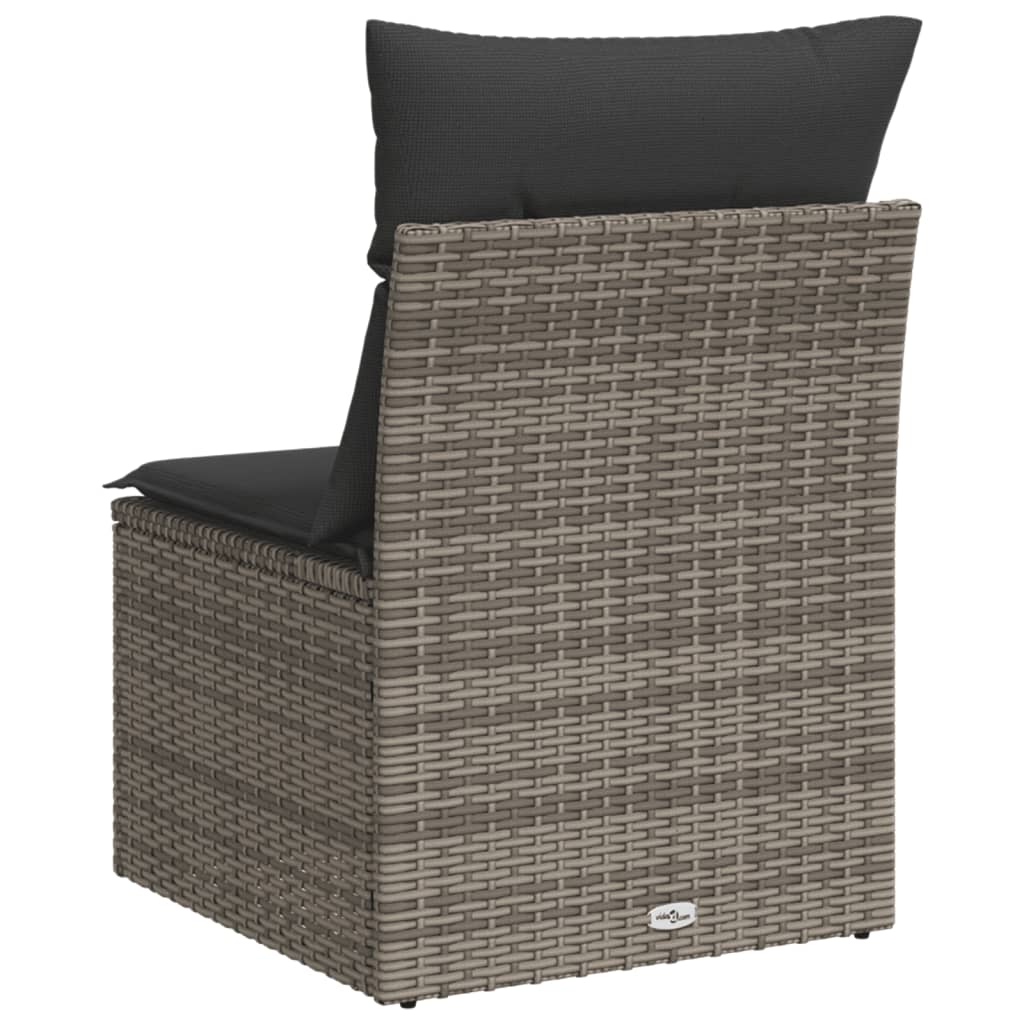 vidaXL Gartensessel ohne Armlehnen mit Kissen Grau Poly Rattan