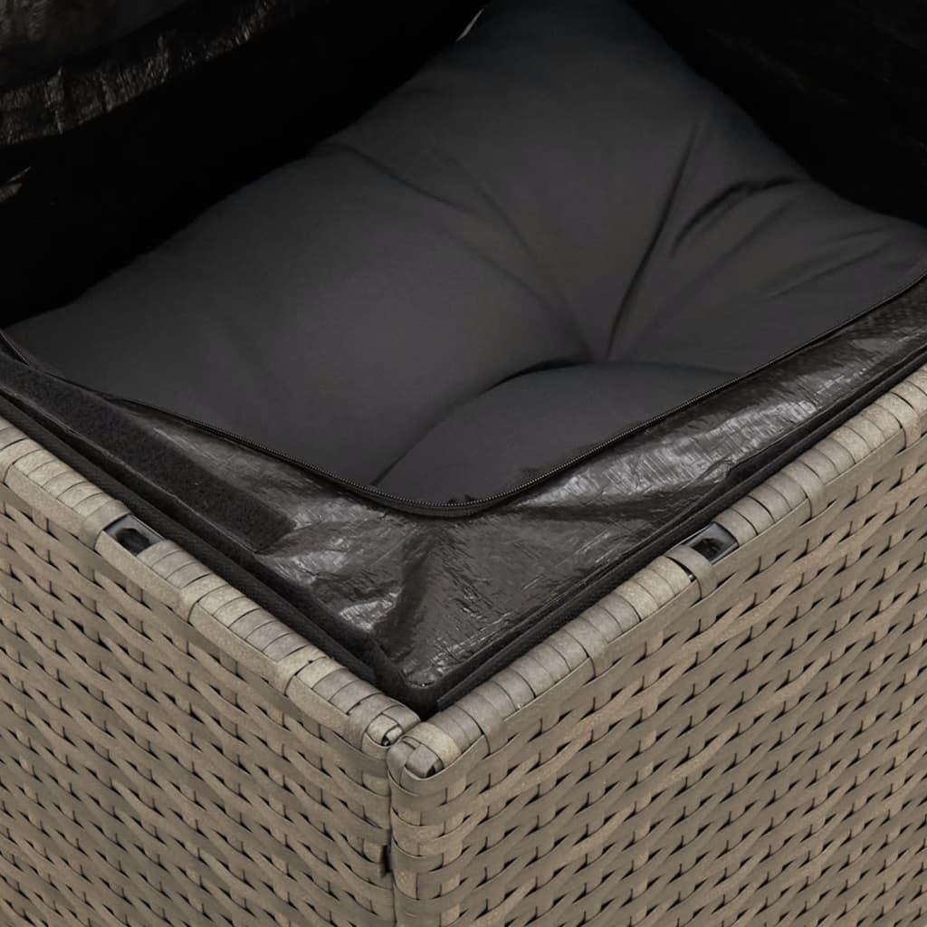 vidaXL Gartensessel ohne Armlehnen mit Kissen Grau Poly Rattan