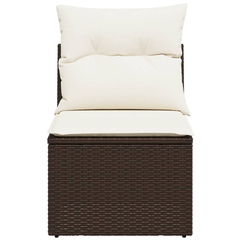 vidaXL Gartensofa ohne Armlehnen mit Kissen Braun Poly Rattan