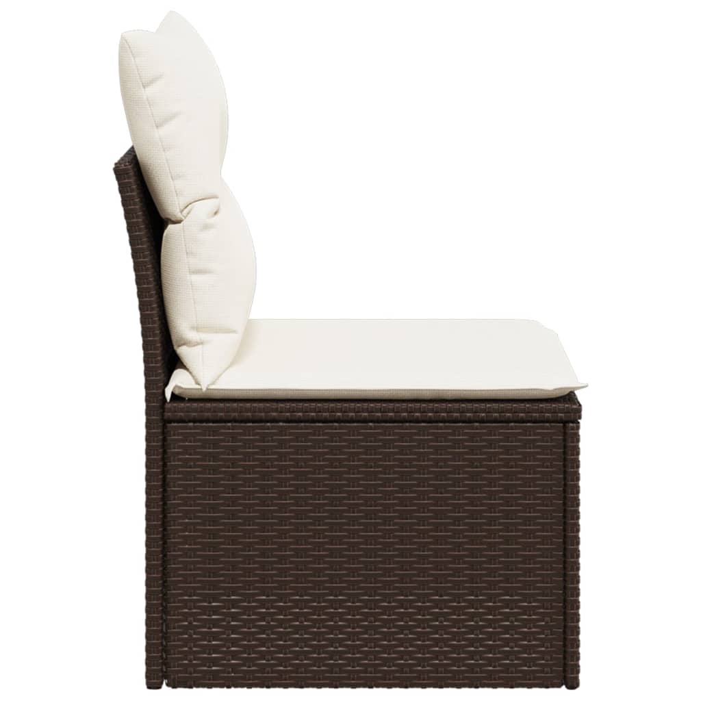 vidaXL Gartensofa ohne Armlehnen mit Kissen Braun Poly Rattan