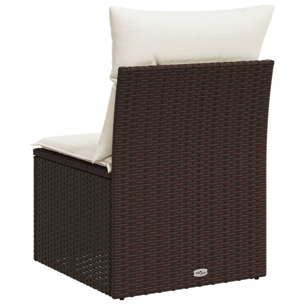 vidaXL Gartensofa ohne Armlehnen mit Kissen Braun Poly Rattan