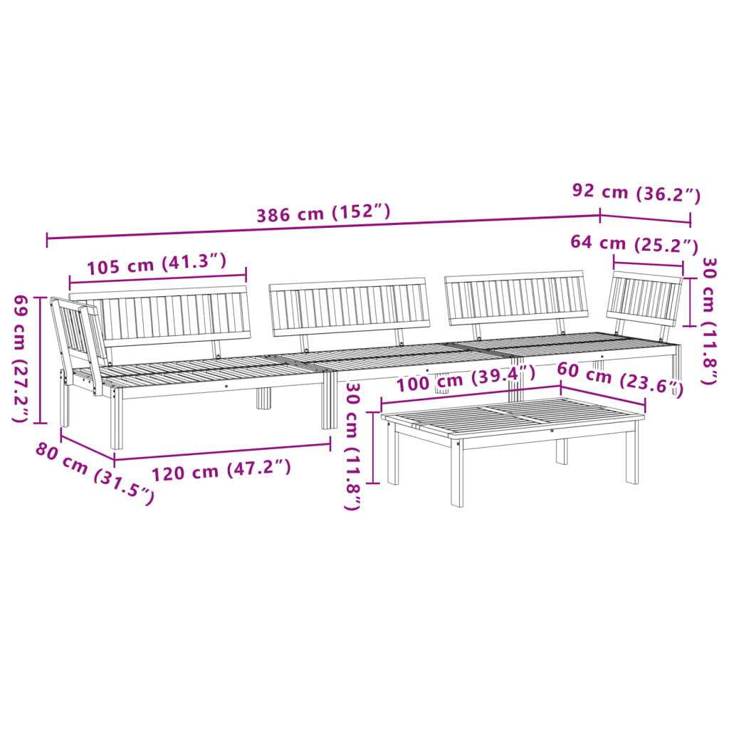 vidaXL 4-tlg. Garten-Sofagarnitur aus Paletten Massivholz Akazie