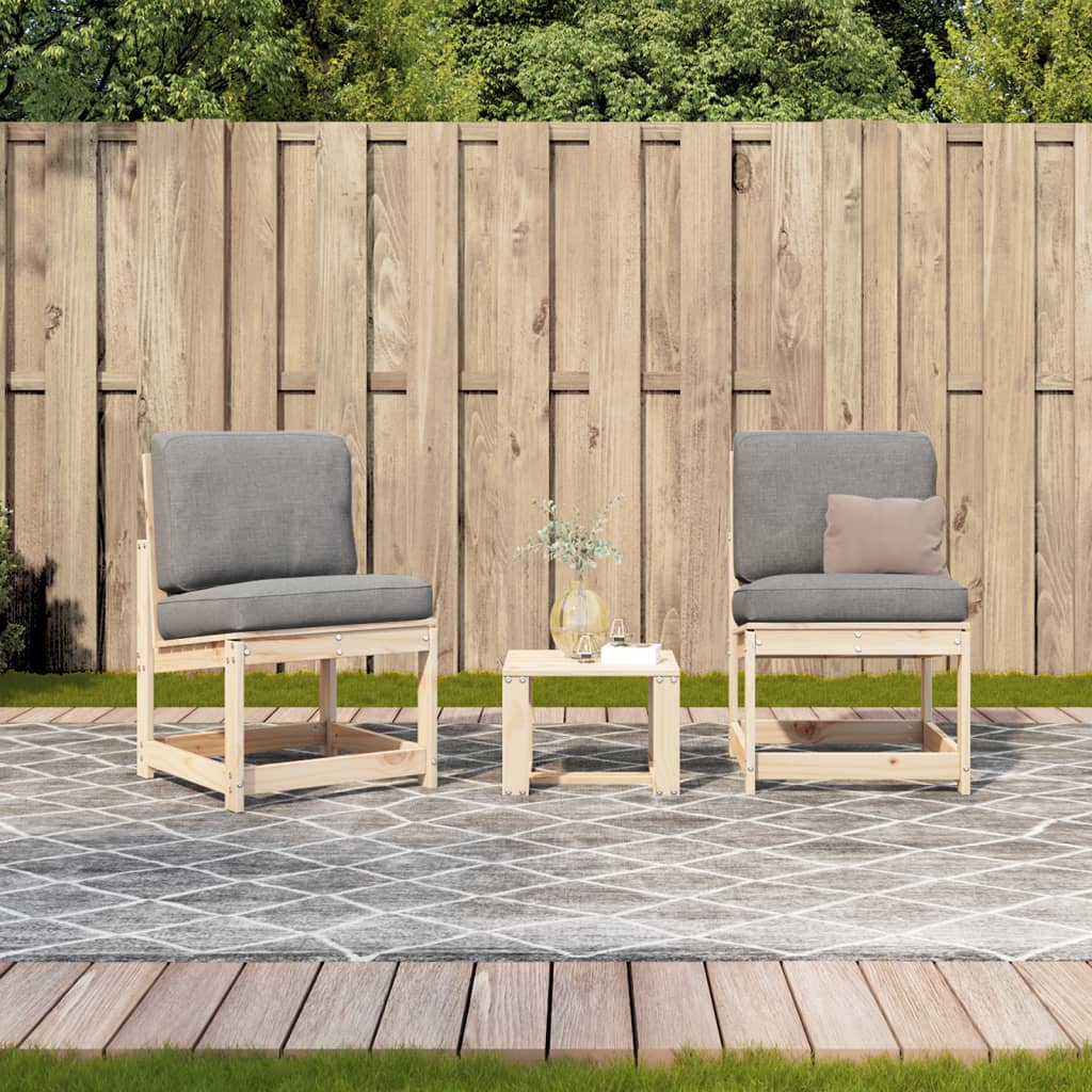 vidaXL 3-tlg. Garten-Lounge-Set Massivholz Kiefer