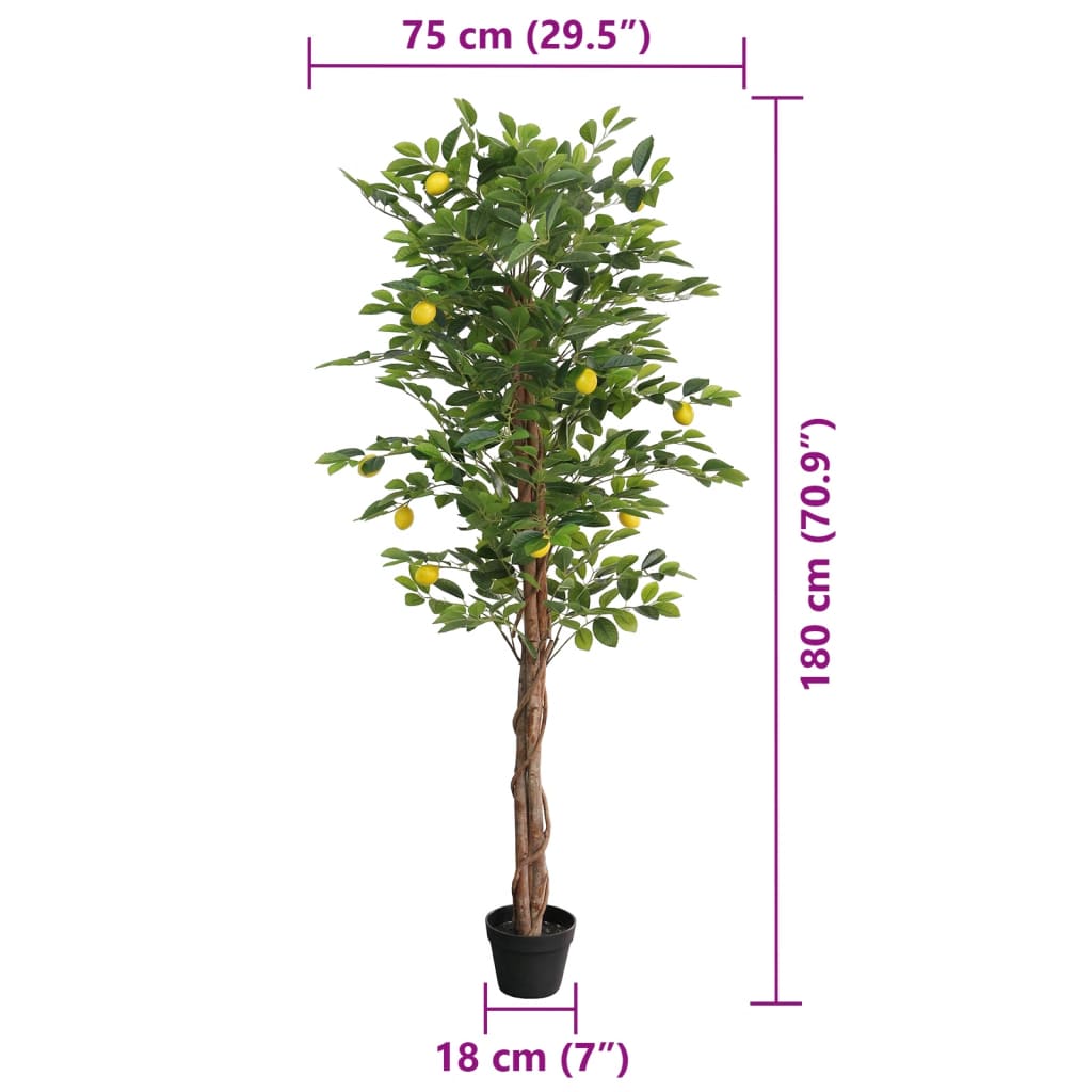 Zitronenbaum Künstlich mit 3 Stämmen Grün 180 cm PP