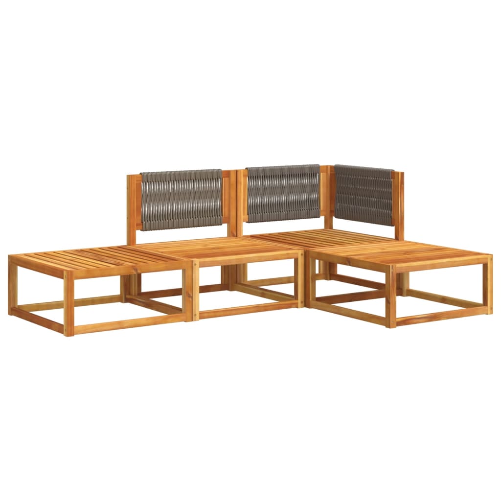 vidaXL 4-tlg. Gartensofa-Set mit Kissen Holz Akazie & Seil