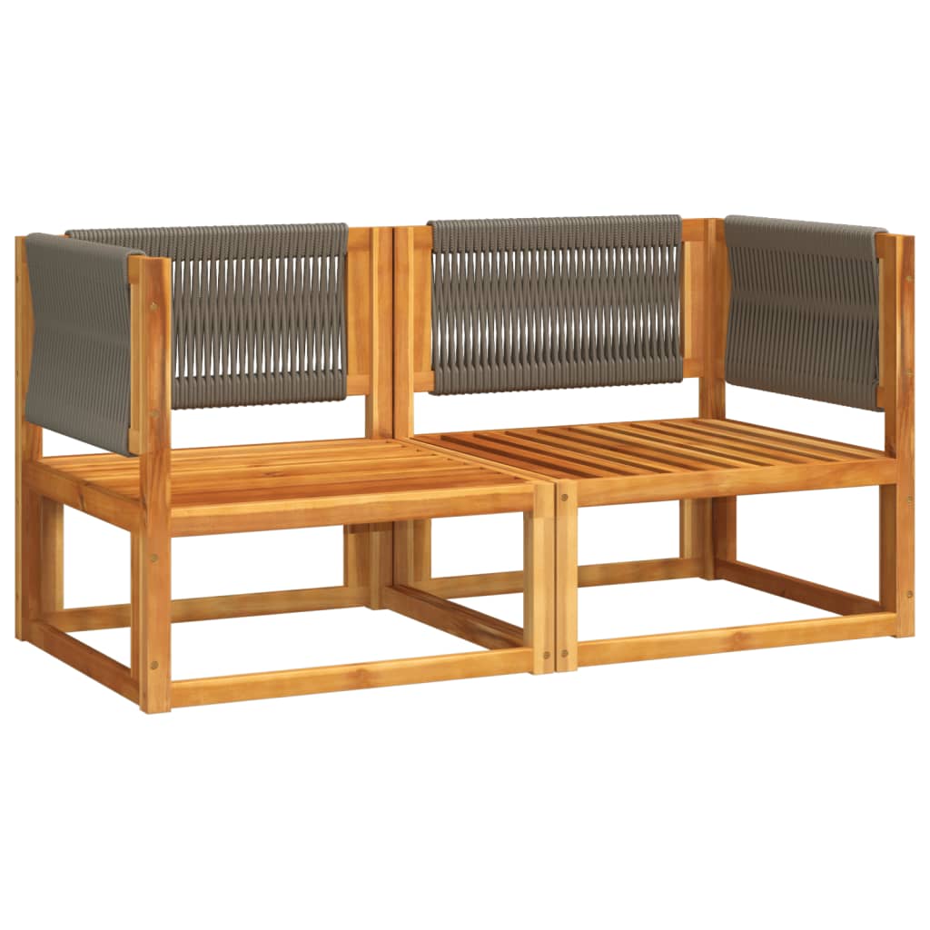 vidaXL Gartensofas-Ecke mit Kissen 2 Stk. Holz Akazie & Seil