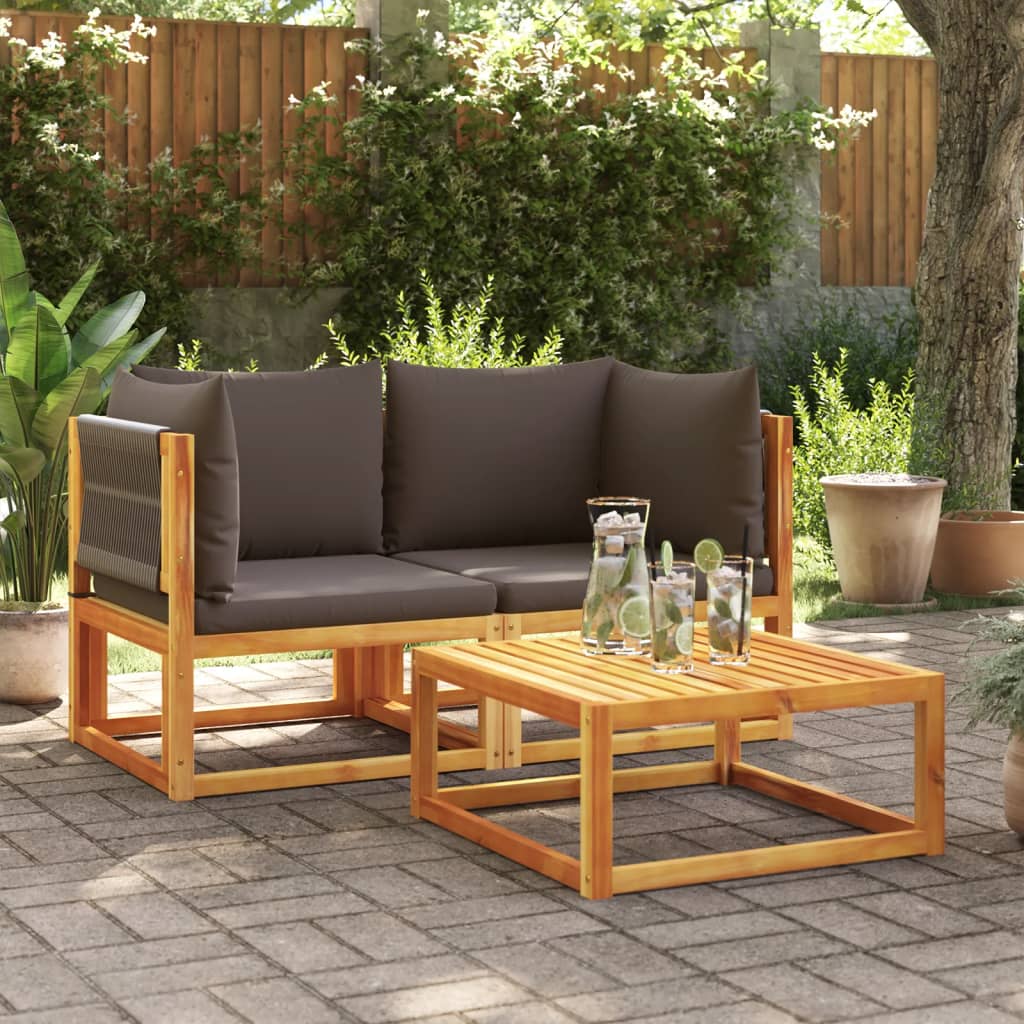 vidaXL Gartensofas-Ecke mit Kissen 2 Stk. Holz Akazie & Seil